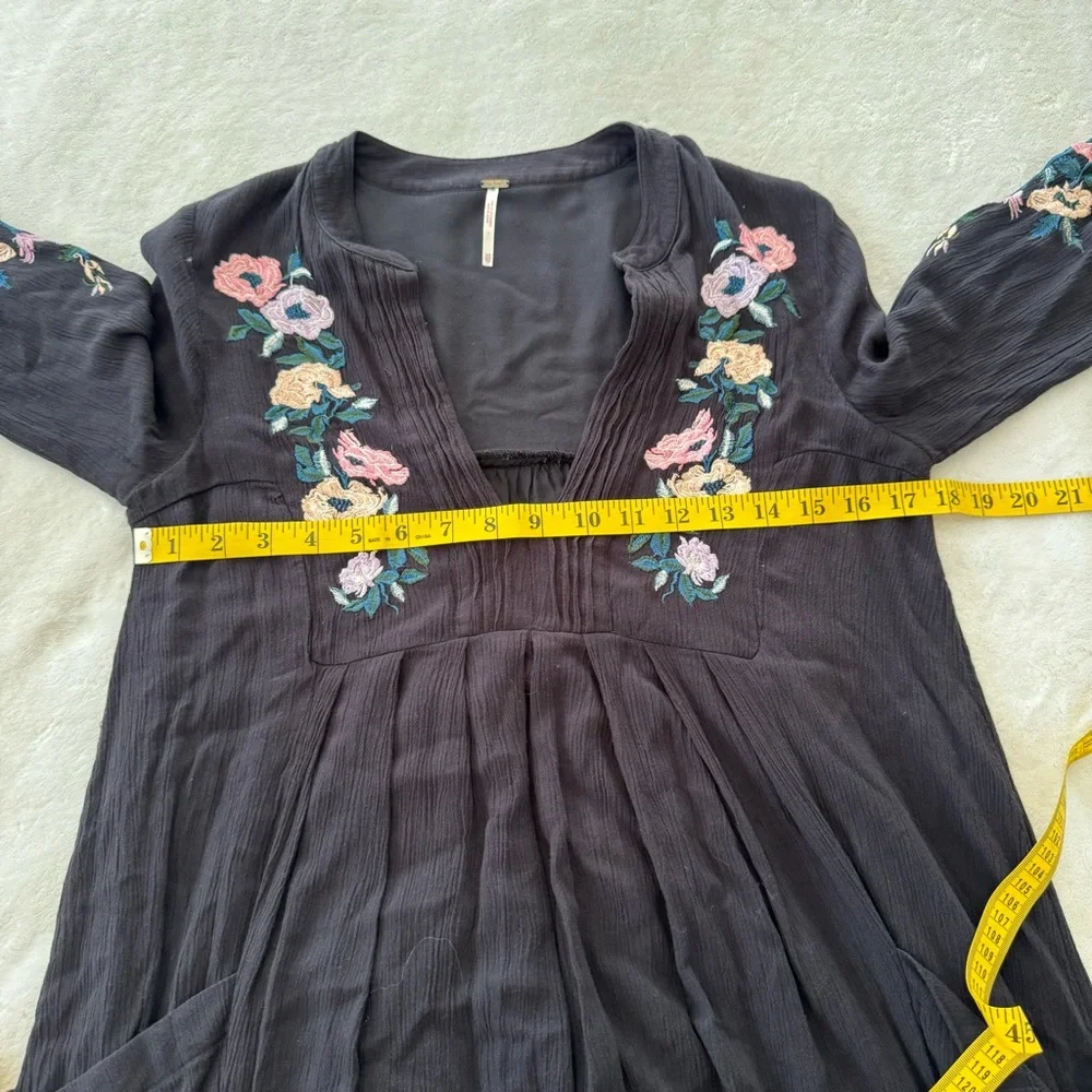 Free People Mia Embroidered Mini Dress XS in Black - Picture 6 of 8